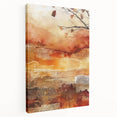 Large canvas depicting a fall season landscape in warm orange and brown tones, suitable for kitchen wall art.