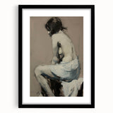 Abstract figurative art frame with a sleek black mat, showcasing a modern design ideal for contemporary home decor. Perfect for adding a stylish touch to living spaces.