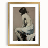 Abstract figurative frame with a gold mat, showcasing a minimalist design perfect for modern decor. Ideal for enhancing living spaces or galleries.