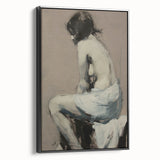 Framed abstract figurative canvas artwork with a black side view, showcasing vibrant colors and intricate patterns, perfect for modern home decor accents.