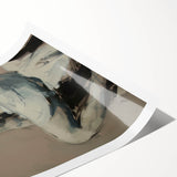 Abstract figurative wall art print showcasing vibrant colors and dynamic shapes, rolled into a protective cardboard tube for easy shipping and display.