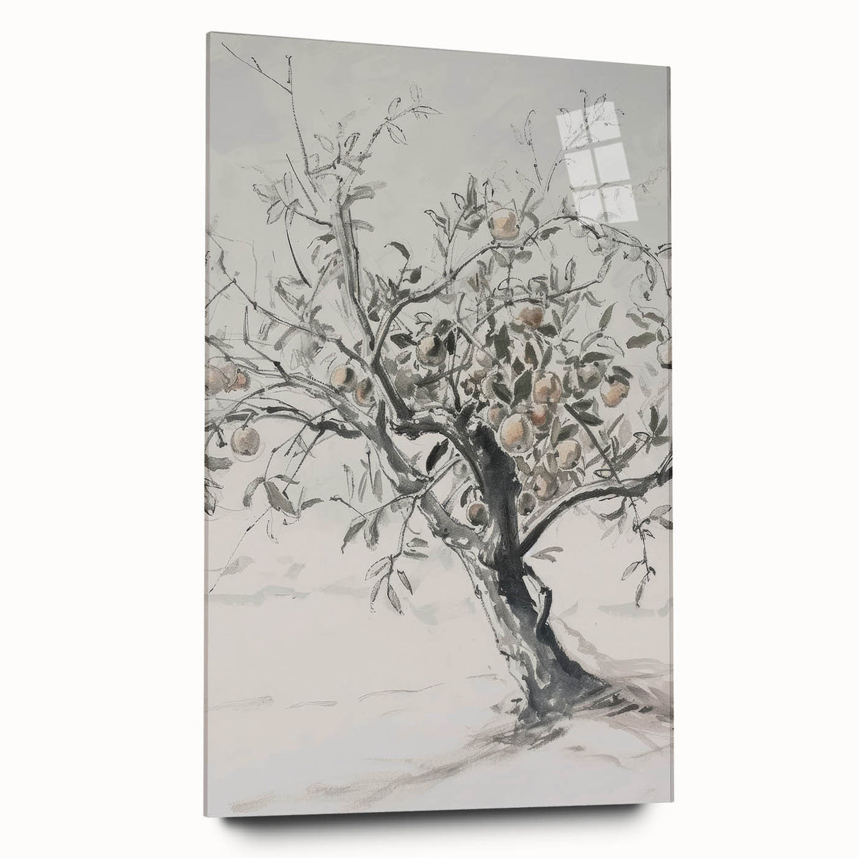 Abstract floral acrylic artwork displayed on glass, showcasing vibrant colors and intricate details in a side view. Perfect for modern home decor and artistic settings.