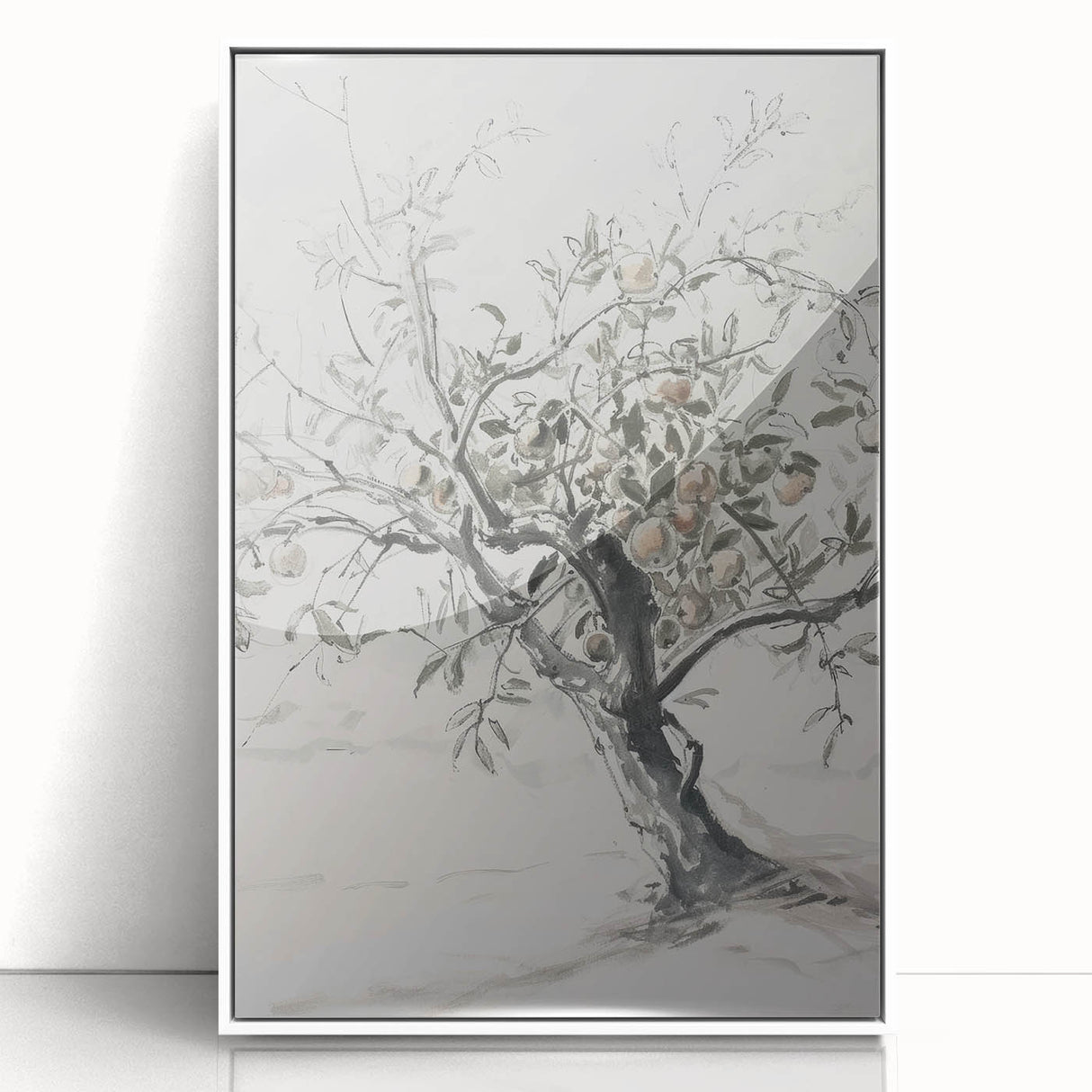 Abstract floral art print framed in white acrylic, showcasing vibrant colors and intricate designs, perfect for modern home decor and enhancing interior aesthetics.
