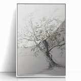 Abstract floral art print framed in white acrylic, showcasing vibrant colors and intricate designs, perfect for modern home decor and enhancing interior aesthetics.