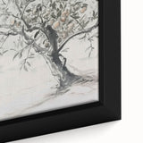 Close-up of a framed canvas artwork showcasing vibrant abstract floral designs in bold colors, emphasizing intricate brush strokes and textures. Perfect for modern home decor.