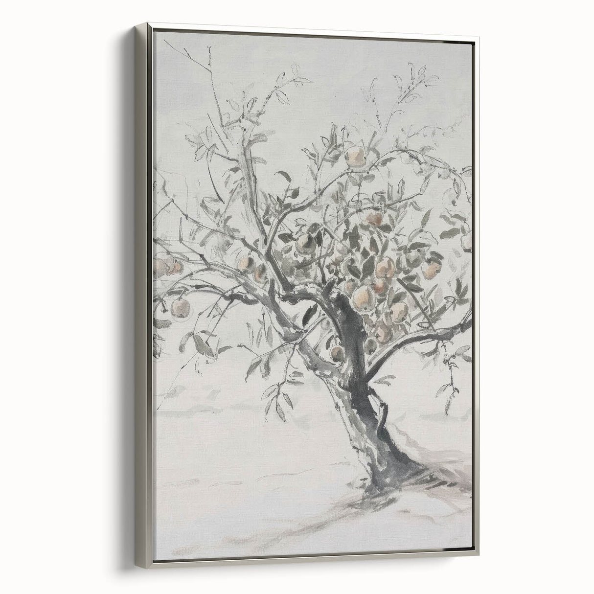 Framed canvas artwork showcasing an abstract floral design with vibrant colors, elegantly displayed with a silver frame, perfect for modern home decor.
