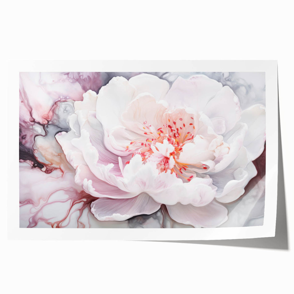 Abstract floral rolled print showcasing vibrant colors and intricate patterns, perfect for home decor or artistic display, packaged securely in a protective tube.