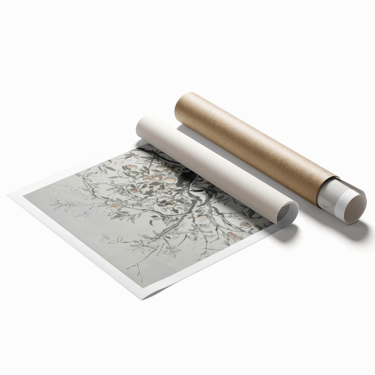 Abstract floral design rolled print showcasing vibrant colors and intricate patterns, perfect for home decor or artistic wall displays, packaged for safe transportation.