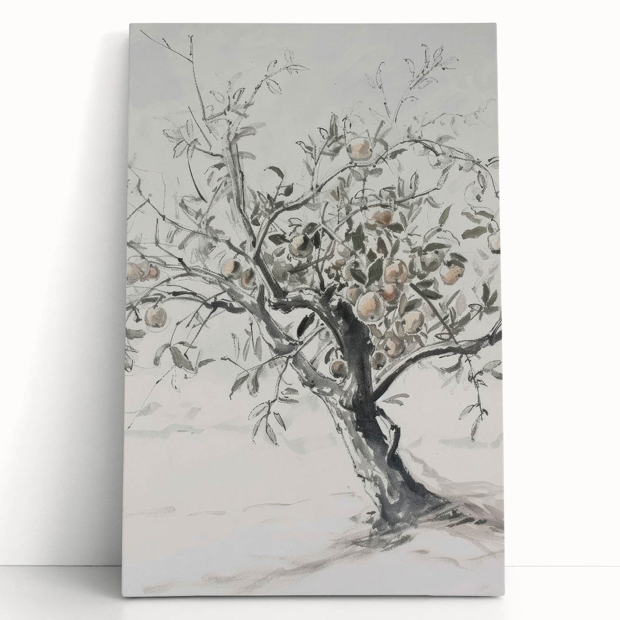 Abstract floral canvas art piece featuring vibrant colors and intricate designs, elegantly leaning against a neutral wall, perfect for modern home decor.