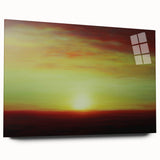 Abstract landscape acrylic artwork displayed in a modern glass frame, showcasing vibrant colors and fluid shapes, perfect for contemporary home decor.