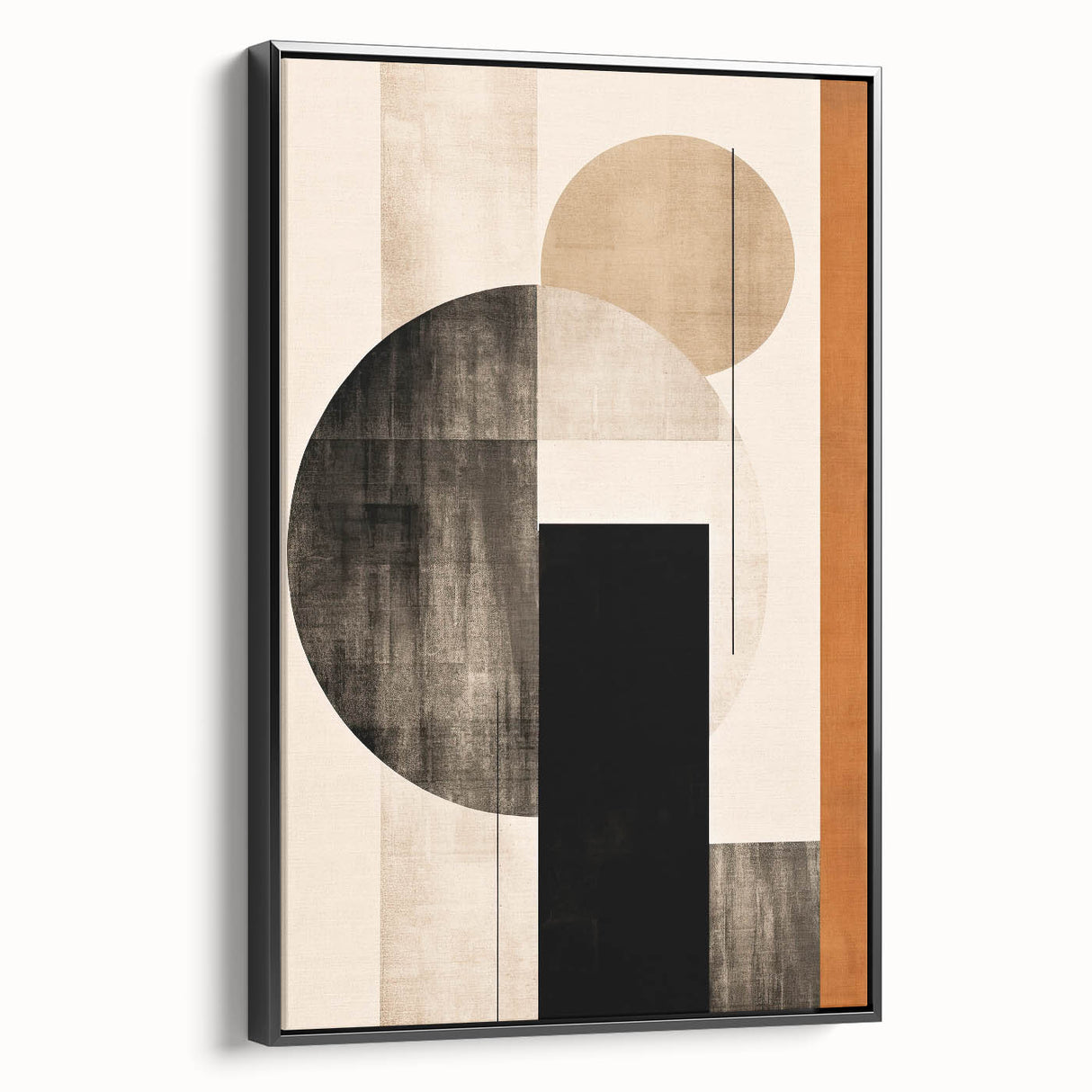 Framed abstract minimalist wall art in black, showcasing sleek lines and modern design. Perfect for contemporary decor, enhancing any living space with style.