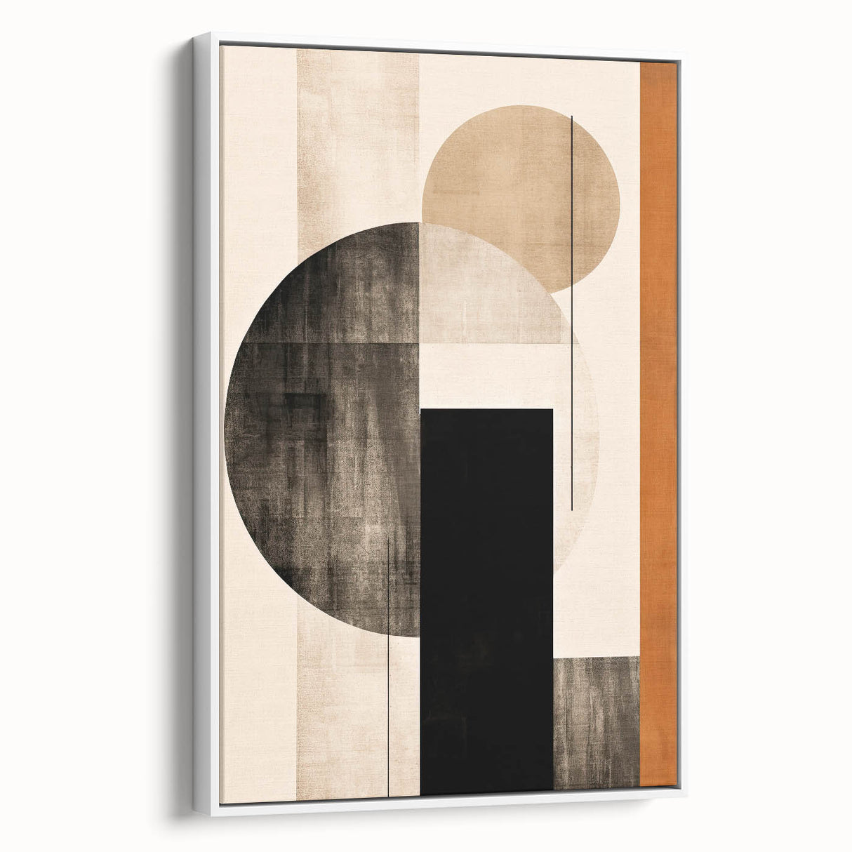 Framed minimalist wall art in abstract design, featuring soft white tones with subtle texture, displayed in a stylish side view for an elegant home decor accent.