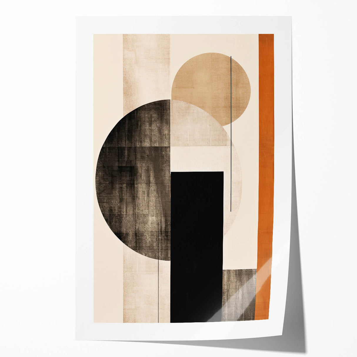 Abstract minimalist wall art print featuring soft pastel colors, geometric shapes, and a serene composition, rolled and ready for elegant home decor display. Ideal for modern interiors, this design adds a touch of sophistication and tranquility to any space.