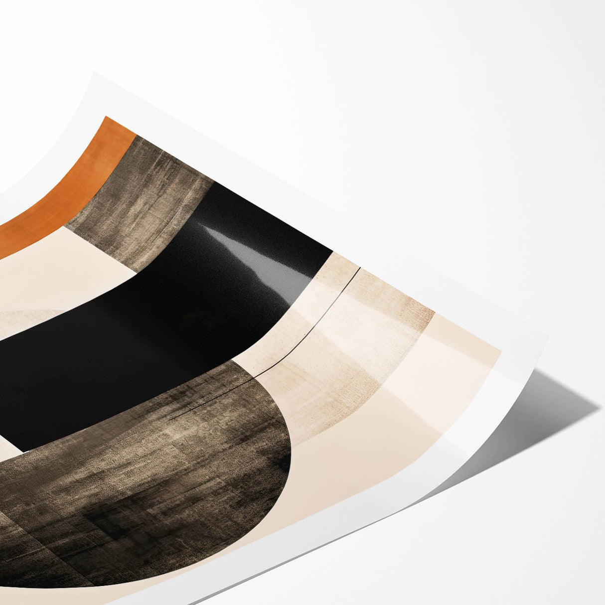 Rolled abstract minimalist wall art print showcasing soft pastel colors and geometric shapes, elegantly packaged in a protective cardboard tube for easy display.