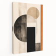 Abstract minimalist wall art on stretched canvas showcasing soft pastel colors and geometric shapes, providing a modern aesthetic for contemporary home decor.