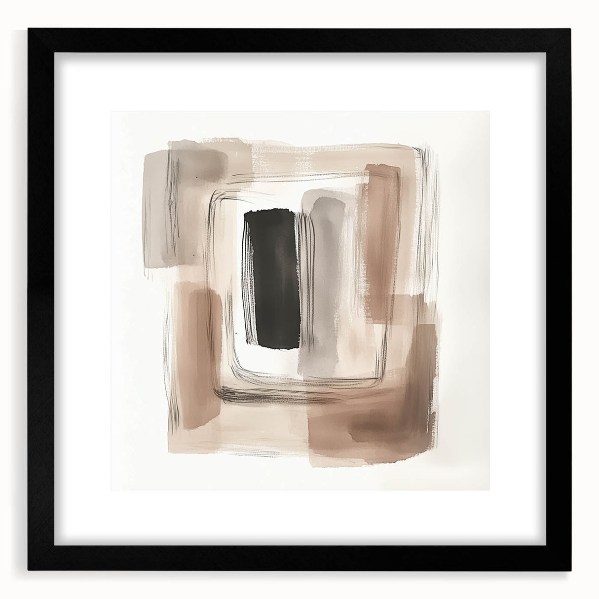 Contemporary Abstract Canvas – Earthy Beige, Brown & Black Tones