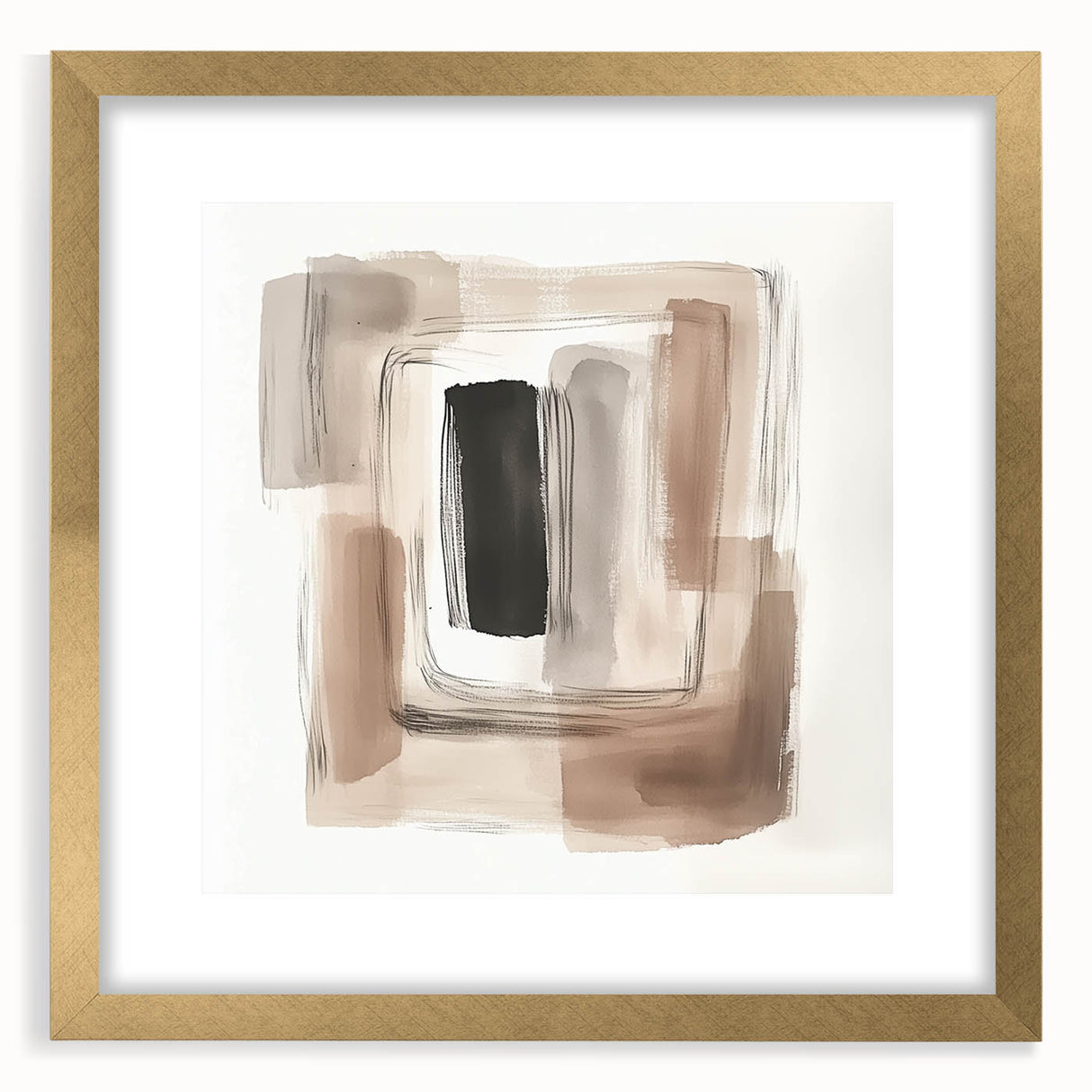 Contemporary Abstract Canvas – Earthy Beige, Brown & Black Tones