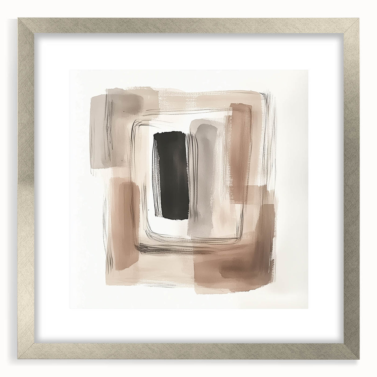 Contemporary Abstract Canvas – Earthy Beige, Brown & Black Tones