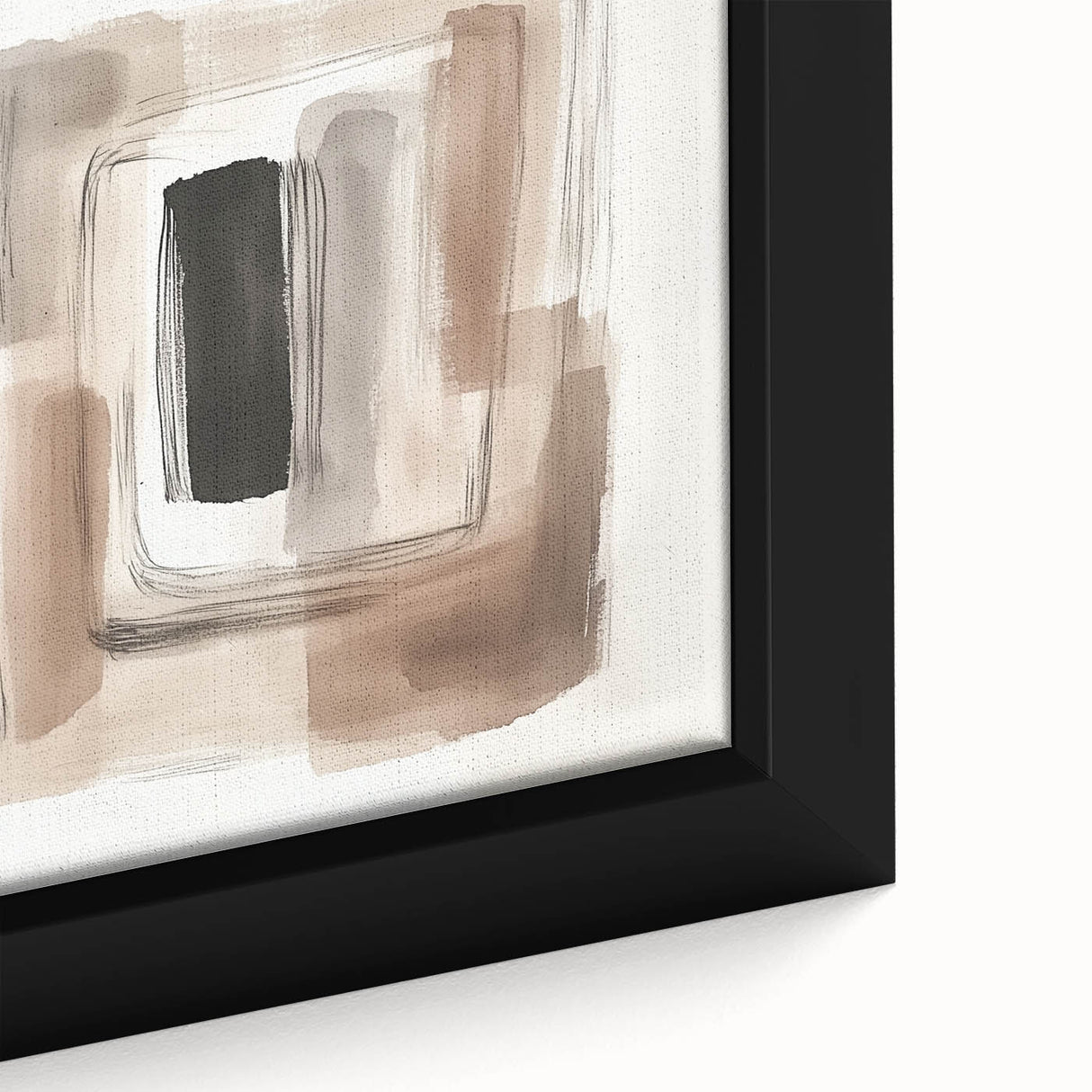 Contemporary Abstract Canvas – Earthy Beige, Brown & Black Tones