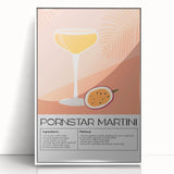 Framed acrylic print of an art deco style poster featuring stylized food and drink items in black and white.