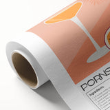 Art Deco poster featuring a stylized cocktail glass, in bold black and gold tones on rolled canvas.