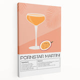 A large stretched canvas featuring a colorful, abstract depiction of various fruits and vegetables.