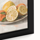 Extra large black wall art featuring a close-up of colorful fruits on textured canvas, ideal for living room decor.