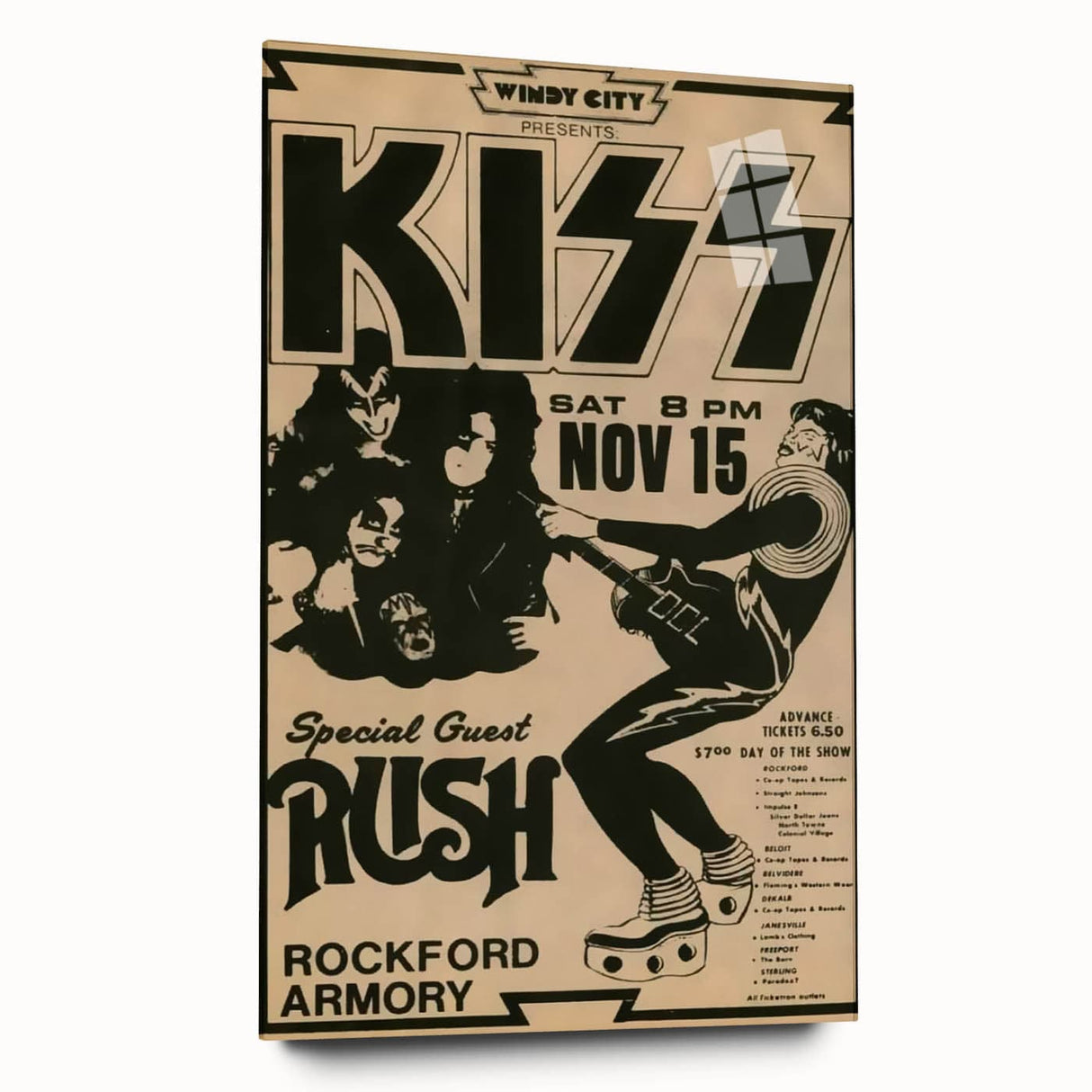 KISS & Rush Retro Wall Art Vintage Prints Rock Concert Poster