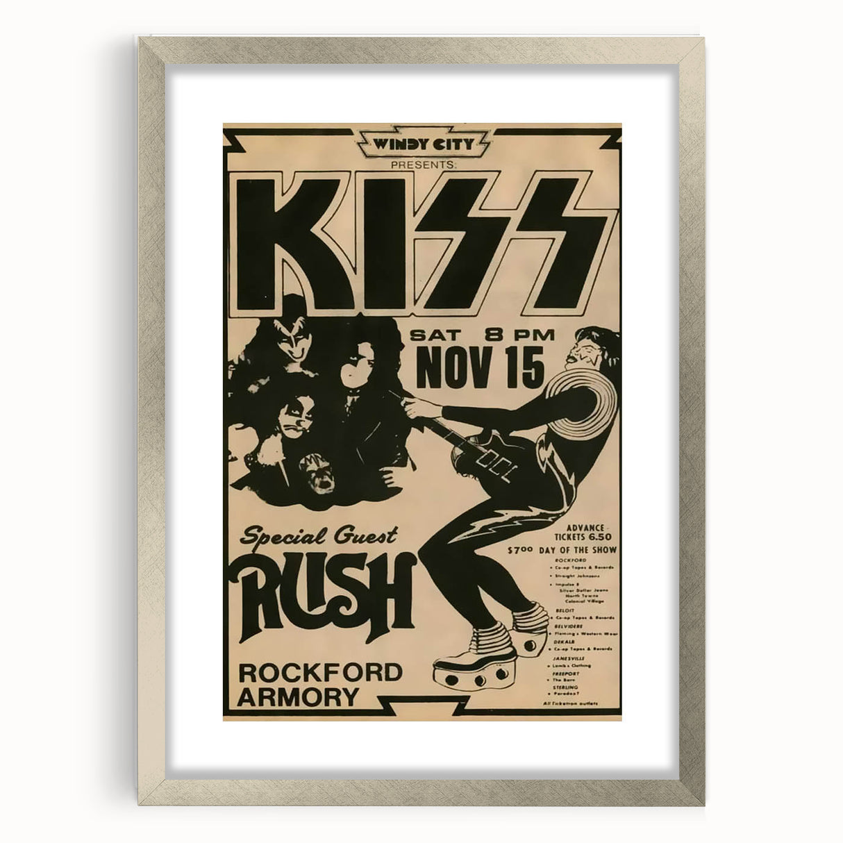 KISS & Rush Retro Wall Art Vintage Prints Rock Concert Poster