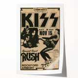KISS & Rush Retro Wall Art Vintage Prints Rock Concert Poster
