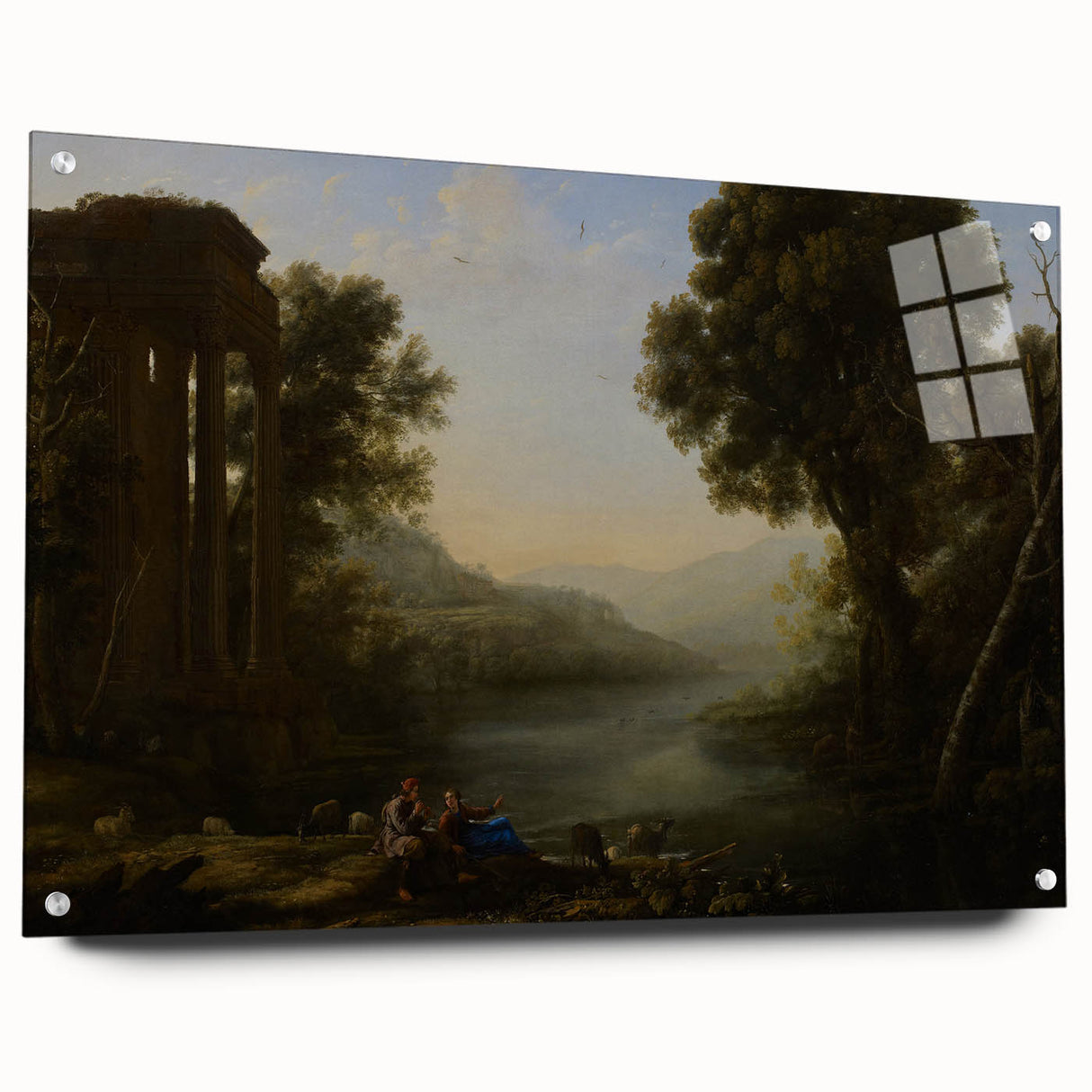 Classical Realism Art Print of Goat Herders by Riverside Temple Ruins