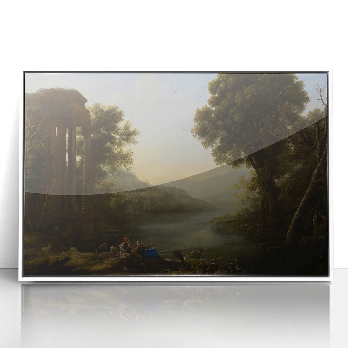 Classical Realism Art Print of Goat Herders by Riverside Temple Ruins
