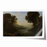 Classical Realism Art Print of Goat Herders by Riverside Temple Ruins