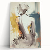 Elegant Figurative Wall Art – Modern Gray & Gold Canvas Print