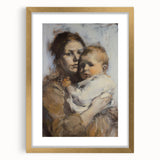 Abstract figurative frame with a gold mat, showcasing a modern artistic design. The frame emphasizes vibrant colors and intricate details, perfect for contemporary decor.