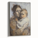 Framed abstract figurative canvas art showcasing a silver border, highlighting vibrant hues and dynamic shapes, perfect for modern home decor.