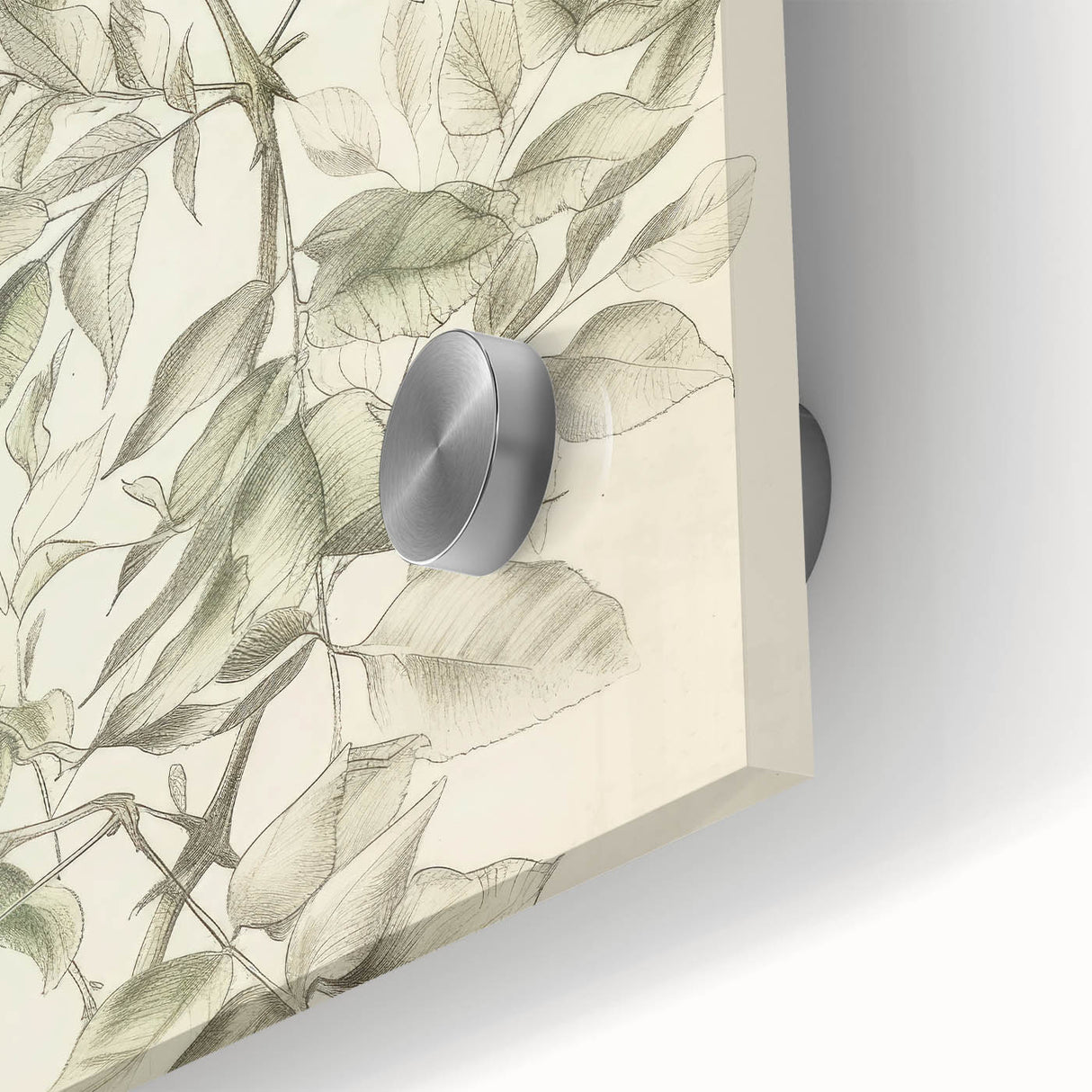 Close-up of vibrant abstract floral artwork on acrylic glass, showcasing intricate details and rich colors, perfect for modern home decor accents.