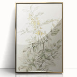 Framed acrylic artwork showcasing abstract floral designs in vibrant colors, set against a gold frame, perfect for modern home decor. This piece adds a touch of elegance and sophistication to any room, enhancing aesthetics with its unique floral motifs.