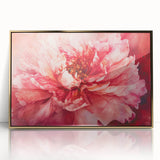 Framed acrylic artwork showcasing an abstract floral design in vibrant colors, featuring a gold border, ideal for modern home decor or office settings.