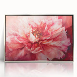 Framed acrylic artwork featuring abstract floral designs in vibrant colors, elegantly displayed with a sleek silver frame, perfect for modern home decor.