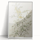 Framed acrylic artwork showcasing an abstract floral design in vibrant colors, elegantly displayed with a white frame, perfect for modern home decor.