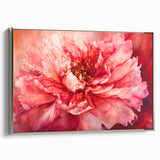 Framed canvas artwork showcasing abstract florals in vibrant colors, set against a sleek silver frame, ideal for modern home decor. Perfect for adding elegance to any room.