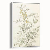 Framed canvas artwork showcasing abstract floral designs in soft pastel colors, elegantly displayed from the side against a white background. Perfect for modern home decor.