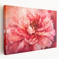 Abstract floral stretched canvas artwork showcasing vibrant colors and intricate patterns, viewed from the side to highlight its depth and texture, ideal for modern decor.