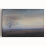 Abstract landscape stretched canvas artwork showcasing vibrant hues of blue and green, perfect for modern home decor, enhancing any living space with its serene aesthetic.