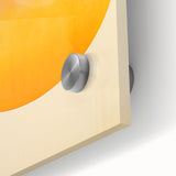 Close-up of minimalist abstract wall art design on acrylic glass, showcasing vibrant colors and geometric shapes, perfect for modern home decor.