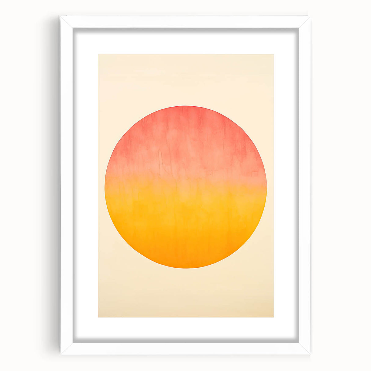 Abstract minimalist wall art frame with a white mat, showcasing a geometric design in soft tones, perfect for modern home decor and enhancing interior aesthetics.