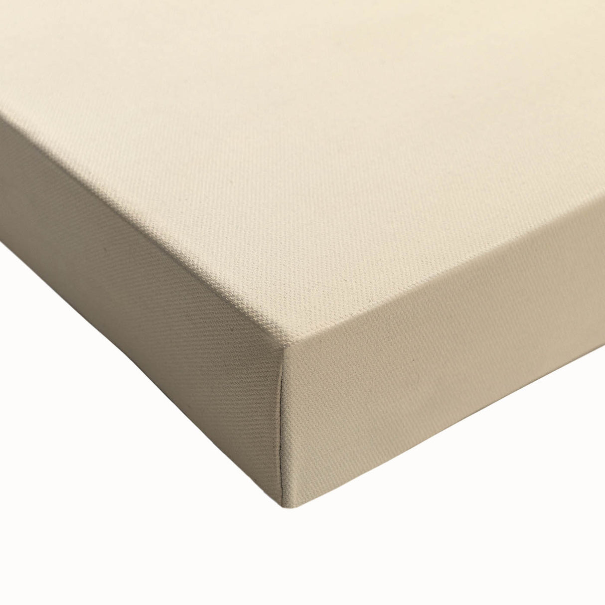 Close-up of a stretched canvas showcasing abstract minimalist wall art design with soft beige and black tones, perfect for modern home decor.