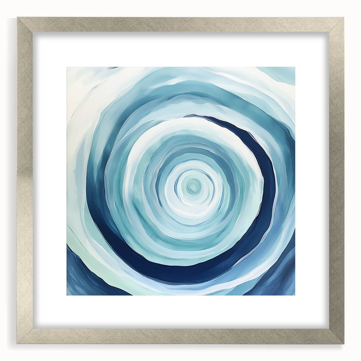 Geometric Abstract Wall Decor – Spiral Blues & Oceanic Movement