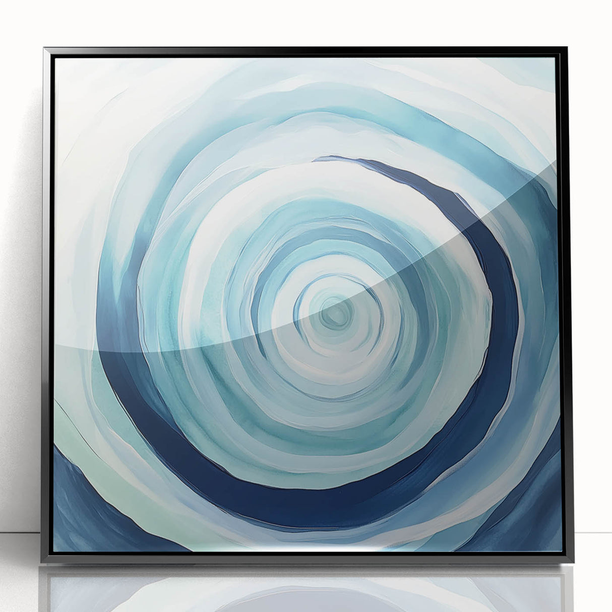 Geometric Abstract Wall Decor – Spiral Blues & Oceanic Movement